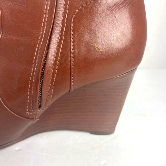 Tory Burch Dark Brown Leather Ankle Length Wedge Boots - Picture 5 of 12